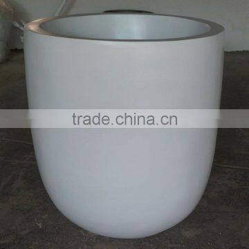 Round white fiberglass flower pot