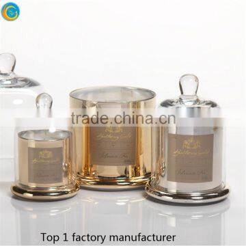 Glass Dome Lid Candle Jar Metallic Color Plating Glass Dome Jar photo-3