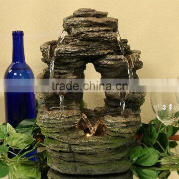 Split Mossy Rock Falls Tabletop Water Fountain With LED Light photo-2