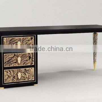 Classic Royal European Contemporary Style Pure Black Office Table Set With Bookcase BF11-01234c photo-3