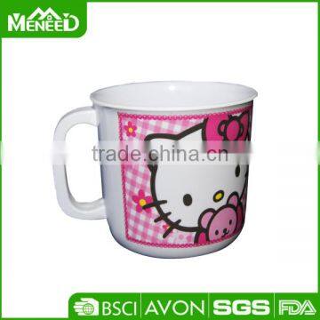 Lovely Cat printed food contact handled melamine children drinking cup