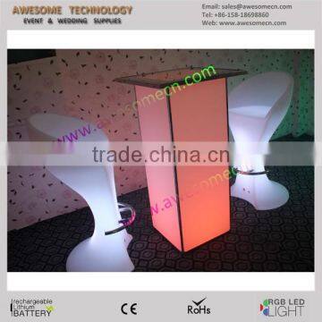 Pink Plastic Led Bar Stool and Romantic Cocktail Bar Table photo-4