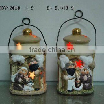 Ceramic nativity set with lantern