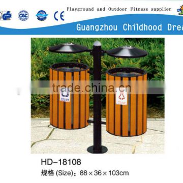 (HD-18108)Dual mobile wooden trash cans