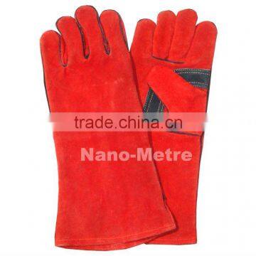 NMSAFETY red long fireman leather welding glove