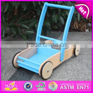 Unique baby walker wooden push toys for toddlers,Hot sell Wooden Baby Walker Trolley Toy W13C012