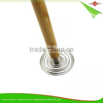 ZY-C1032 Spring Coil Whisk Spring Egg Whisk 9 Inch Rubber Wood Handle French Whisk With Ball Shape Wire Head