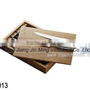 stainless steel steak knives, steel handle with wooden box, knife