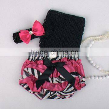 Hot Sell Adorable Baby Diaper and Crochet Tube Top3 Sets , Satin Baby Bloomers, Baby Ruffle Bloomers photo-5