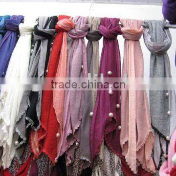 fashion pearls scarf/pashmina scarf /cotton scarf HYL06165