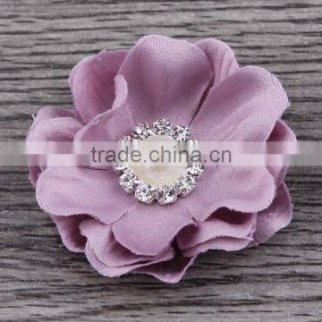 Fabric Flower With Pearl Rhinestone Center for Kids Hair Accessories photo-5
