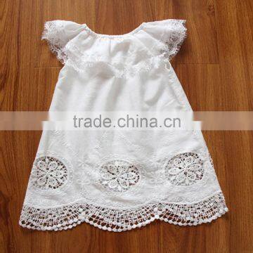 Embroidery Lace Ruffle Neck Long White Baby Girl Dress Gown Naming Ceremony Wedding Dress Children Frock Model HSR5905 photo-3