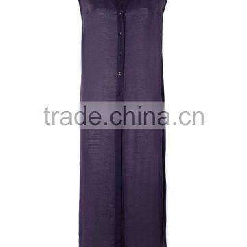 2017 Latest Sleeveless Maxi Beach Shirt Dress Bohemian Button Maxi Dress HSd9212 photo-2