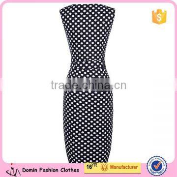 Women's Vintage Pinup Polka Dot Pencil Business Dress photo-3