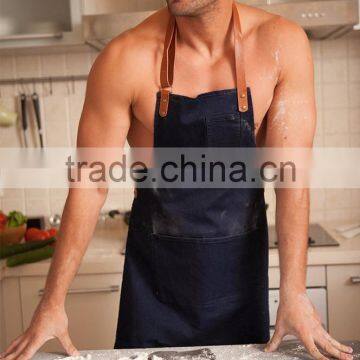 Fashion Bib Apron With Leather Strap for Work photo-3