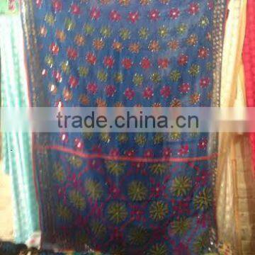 Blue hand embroidered PHULKARI GEORGETTE DUPATTA SHAWL stole