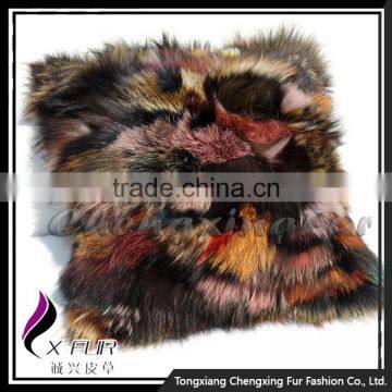 CX-D-107D Custom Made Patckwork Fox Fur Pillow Case Cushion Cover