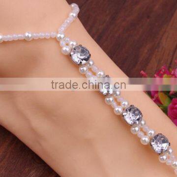 pearl claw crystal anklet shine cupchain crystal footwear handmade crystal foot jewelry for summer beach