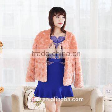 Rabbit Fur Long Coat Winter Women's European Style Warm Fur Coat Vertical Striped Faux Fur Jacket photo-4