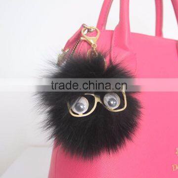 Myfur Cute Style White Fox Fur Pom Pom Keychain Customized Bag Charm photo-2