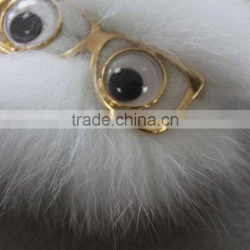Myfur Newest Design Cute Eyes Monster Fox Fur Pom Pom Keychain Pendant photo-4
