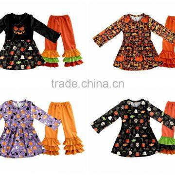 Halloween Costume Baby Clothes Baby Frock Designs Fall Boutique Child Clothes Printed Fabric Clothing Sets photo-3