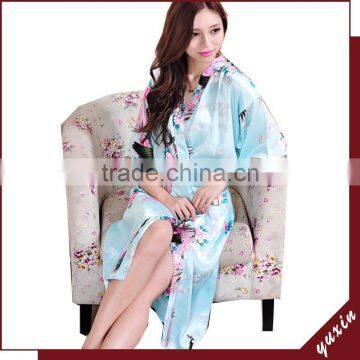 Bridal silk bath robe Custom made women robe Long Nightgown 0609010