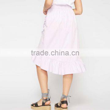 Falbala Hem Midi Wrap Skirt for Girls Hot Summer Ladies Poplin Fashion Skirts photo-3