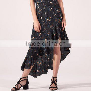 THE NEWEST Women Sexy All-over Floral Print Asymmetric Skirt photo-4