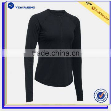 Back Mesh Half Zipper Reflective Collarless Long Sleeves Running t Shirt Women