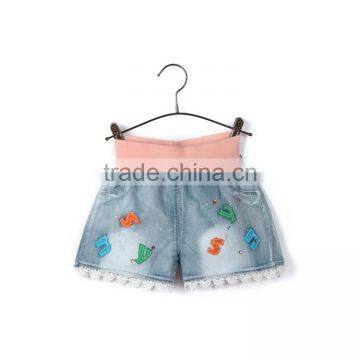 Standard Size Wholesale Fashion Lace Hem Cheap Denim Jeans for Kids photo-2