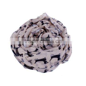 Voile Scarves & Wraps Rectangle Light Pink Dog Fabric Wholesale Scarf photo-3