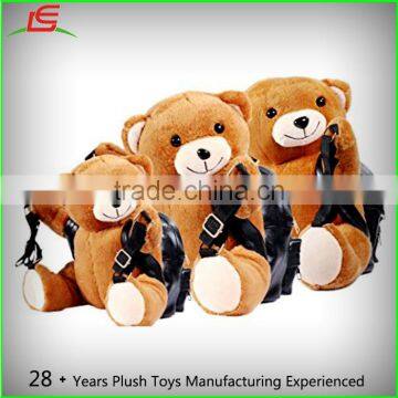 Kids Girls Cute 3D Plush Bear Backpack PU School Bag