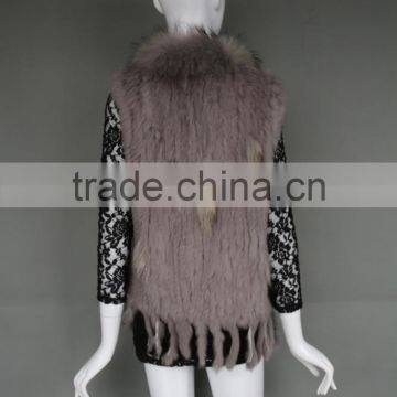 Fashion Ladies Fur Vest /Grey Rabbit Fur Strap Gilet With Manufacture Price photo-4