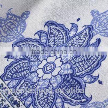 2017 New Model Summer Dress Women off Shoulder Straight Loose Blue and White Porcelain Printed Dress photo-6