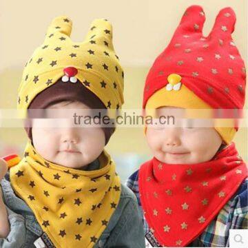 spring autumn crown star cute rabbit kids winter hat with bibs