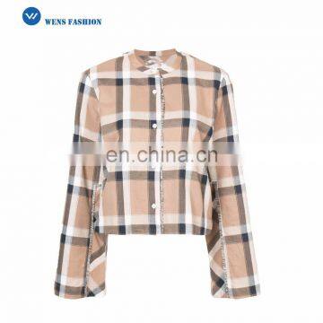 Women's Hot Sale Jacket With Wide Cuffs Big Plaid Jacket