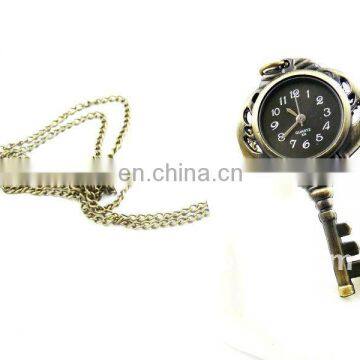 W144 Wholesale Antique Brass Bronze Pocket Watch Chain Charm Pendant Watch Necklace Nickel Free Lead Free