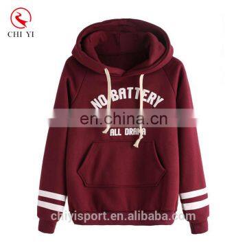 Raglan Sleeve Letter Printing Hooded Women Sweatshirts Burgundy Pocket Men Hoodies Customed Made