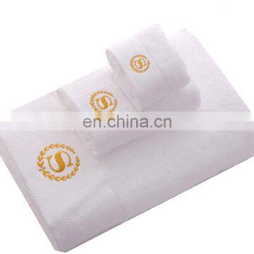 Wholesale Luxury Embroider White 100% Organic Cotton Star Hotel Soft Absorbent Bath Towel Set 3pieces for Bathroom photo-3