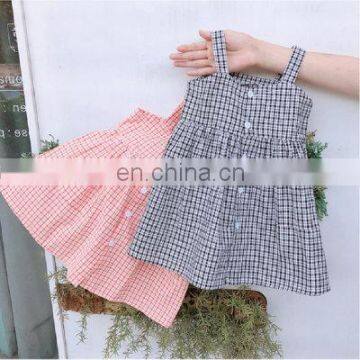 2020 New Girls Dress Fashion Cotton Summer Plaid Strap Girls Dresses