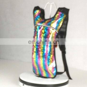 Custom Design Shiny Laser Leather Insulated Festival Hydration Backpack Pack