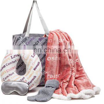 Recycle Warm Hugs Positive Energy Healing Thoughts Blanket Comfort Caring Message Print Combo Gift Pack Fragrance Throw Blanket photo-2