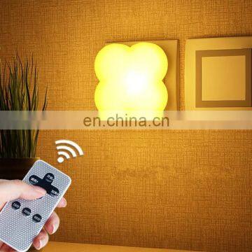 Fashion Clover 3 Color Changing Remote Control Light Smart Led Wall PIR Night Light photo-3