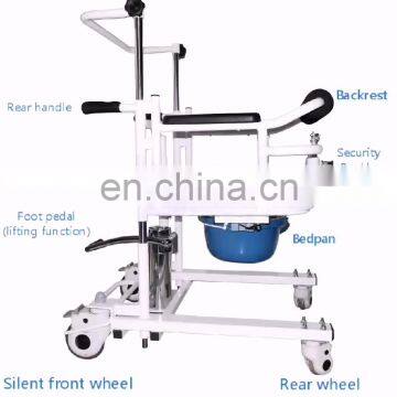 Original factory Waterproof Patient Transfer Commode Toilet Bath Wheel Chair for Handicapped and Paralyzed