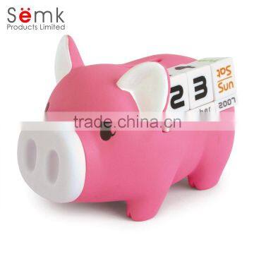 Novelty Pig Shape Handmade Agenda Perpetual Calendar With Saving Bank for 2016
