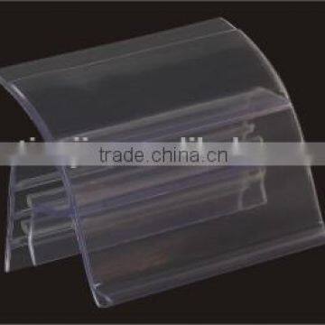 Supermarket flexible hinged plastic sign holder