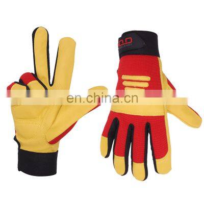 HANDLANDY Wholesale Soft Deerskin Safety Driving Hand Protective Vibration-Resistant  Leather Gloves For Men Women