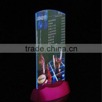 Led table card for bar