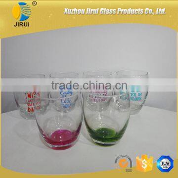 Clear but colorful bottom 280ml glass ice cream cup